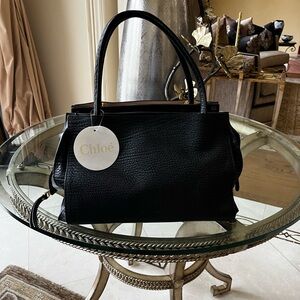 Chloe Pebbled Calfskin Dree Shoulder Bag Black Vintage NEW